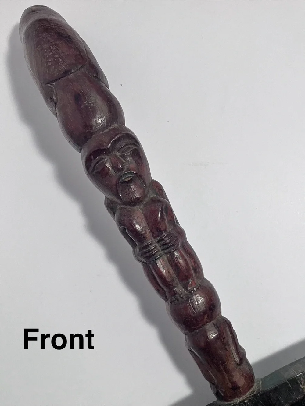 Vintage INDONESIAN RICE PADDLE / Hand Carved HARDWOOD / Lombok / 3 FIGURE HANDLE